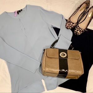 Theory ice blue blouse